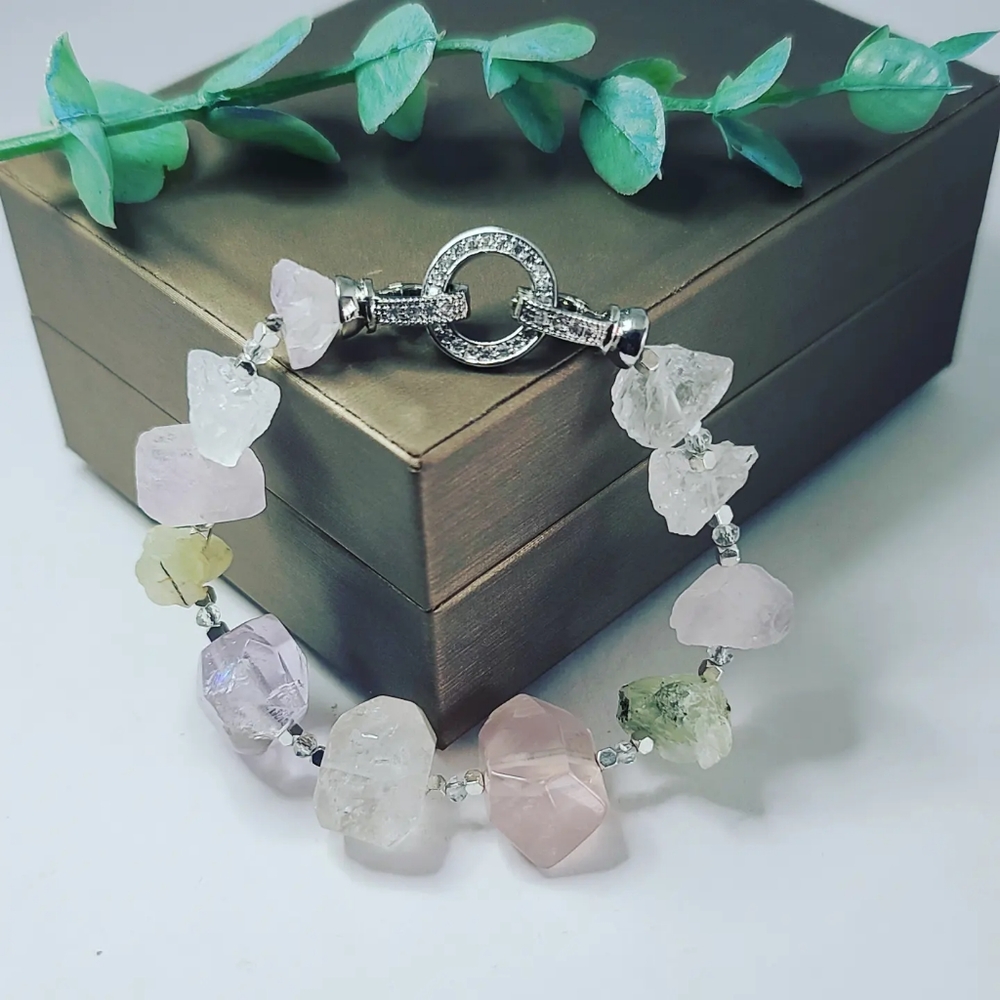Clear Quartz, prehnite bracelet